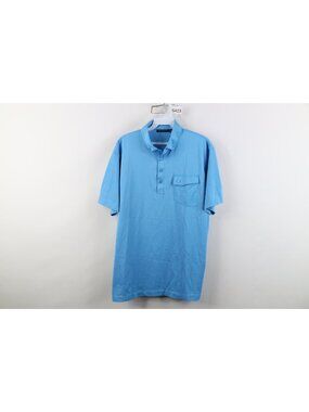 Devereux Golf Mens Medium Pima Cotton Blend Soft Knit Golfing Polo Shirt Blue